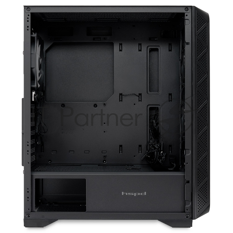 Корпус без блока питания/ HSPD M521, Mesh Mid Tower, Black, slide TG, 0.45 SPCC, 4x120mm ARGB ATX, mATX, mITX 160/330/184mm 2x2.5, -, 7xPCI 2xUSB-A 3.0, 1xUSB-A 1.0 390x200x449mm