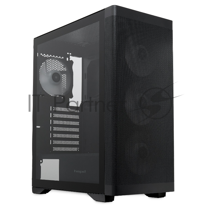 Корпус без блока питания/ HSPD M520, Mesh Mid Tower, Black, slide TG, 0.45 SPCC, 4x120mm ARGB ATX, mATX, mITX 160/330/184mm 2x2.5, -, 7xPCI 2xUSB-A 3.0, 1xUSB-A 1.0 390x200x449mm