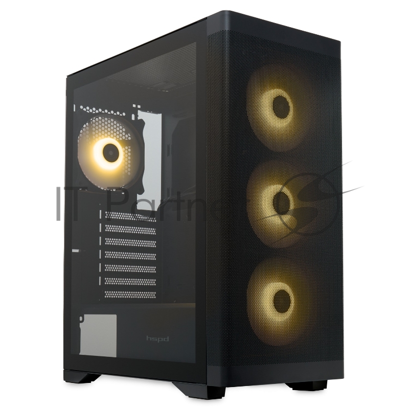 Корпус без блока питания/ HSPD M520, Mesh Mid Tower, Black, slide TG, 0.45 SPCC, 4x120mm ARGB ATX, mATX, mITX 160/330/184mm 2x2.5, -, 7xPCI 2xUSB-A 3.0, 1xUSB-A 1.0 390x200x449mm