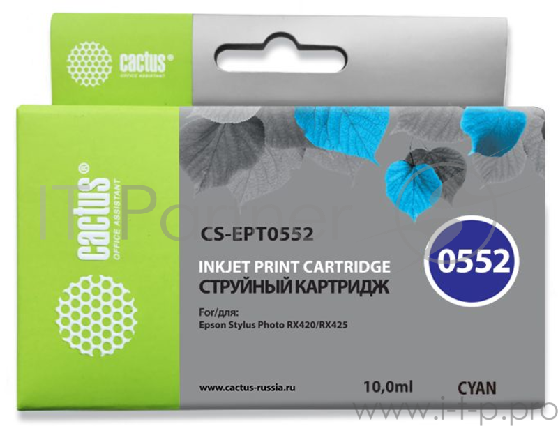 Картридж струйный Cactus CS-EPT0552 голубой для Epson Stylus RX520/Stylus Photo R240 (10мл)