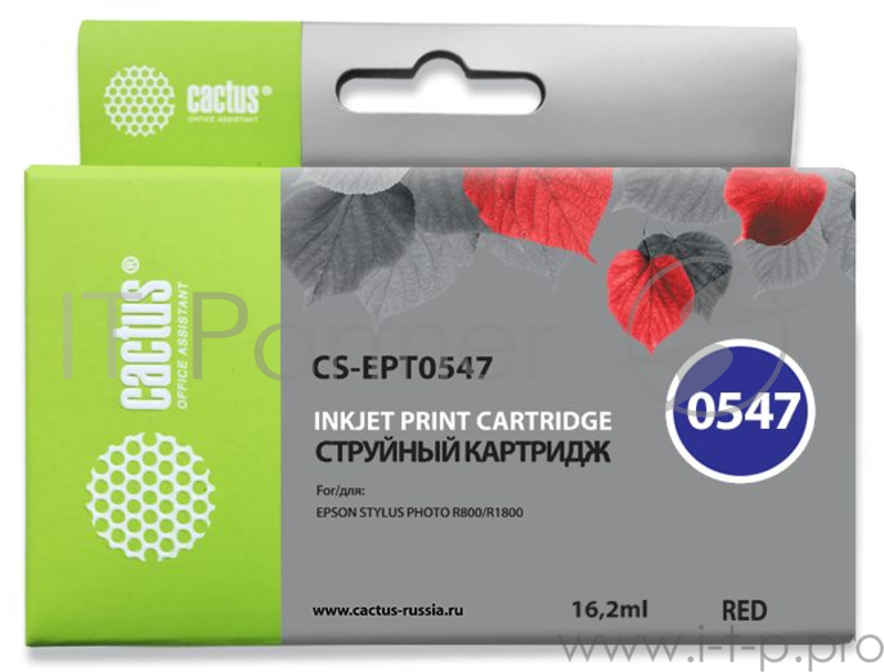 Картридж струйный Cactus CS-EPT0547 красный для Epson Stylus Photo R800/R1800 (16.2мл)
