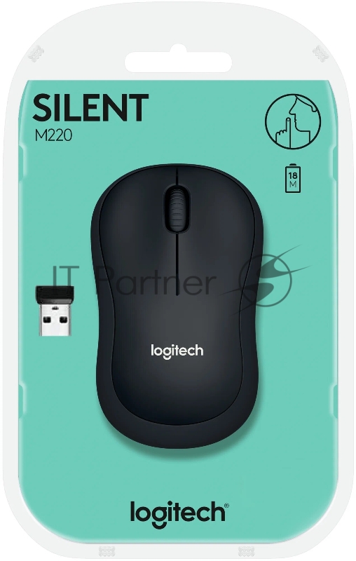 Мышь беспроводная Logitech M220 SILENT черный, 1000 dpi, радиоканал, USB, кнопки - 3