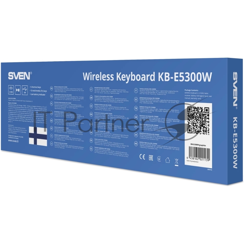 Беспроводная клавиатура SVEN KB-E5300W графит (109 кл.+12Fn)