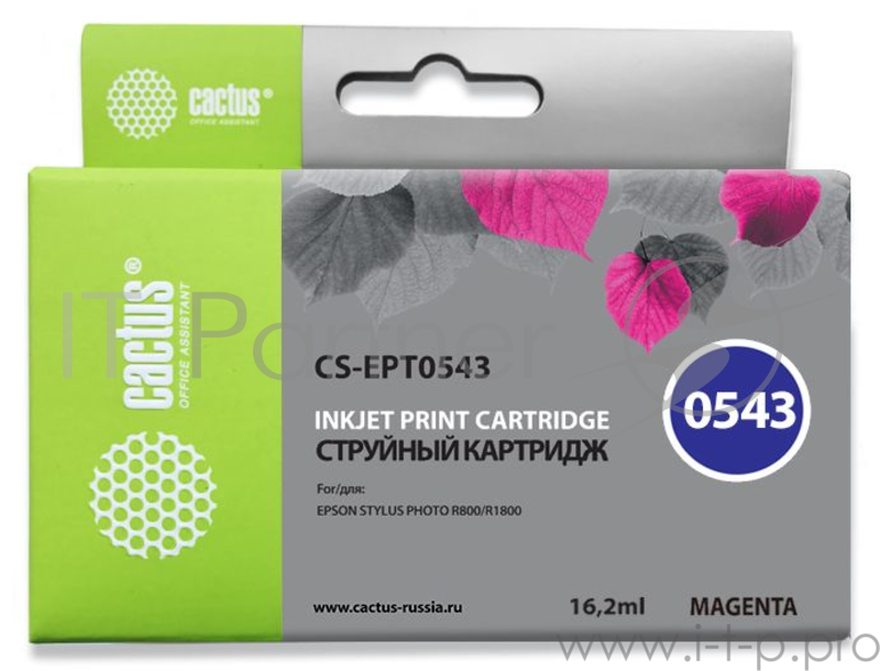 Картридж струйный Cactus CS-EPT0543 пурпурный для Epson Stylus Photo R800/R1800 (16.2мл)