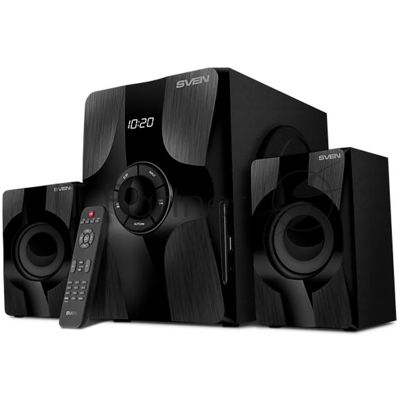Колонки SVEN MS-315 2.1 чёрные (2x13W + 20W, Bluetooth, ПДУ, USB flash, LED-дисплей, FM-радио)