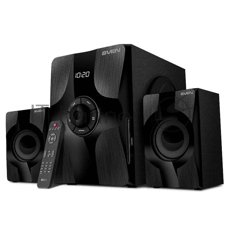 Колонки SVEN MS-315 2.1 чёрные (2x13W + 20W, Bluetooth, ПДУ, USB flash, LED-дисплей, FM-радио)