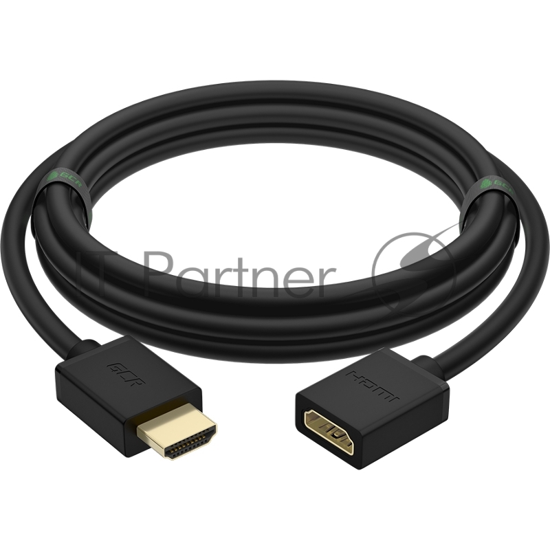 Удлинитель Greenconnect 3.0m v2.0 HDMI-HDMI черный, OD7.3mm, 28/28 AWG, позолоченные контакты, Ethernet 18.0 Гбит/с, 19M / 19F, (GCR-HMFR6-BB3S-3m), тройной экран
