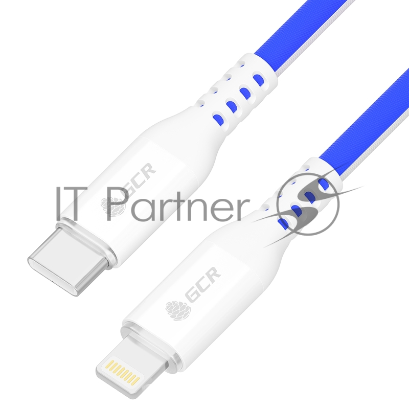 GCR Кабель 1.0m TypeC/Lightning MFRi POWER DELIVERY 18 W, быстрая зарядка, ТРИКОЛОР Россия, AL case белый, белый ПВХ, GCR-54962