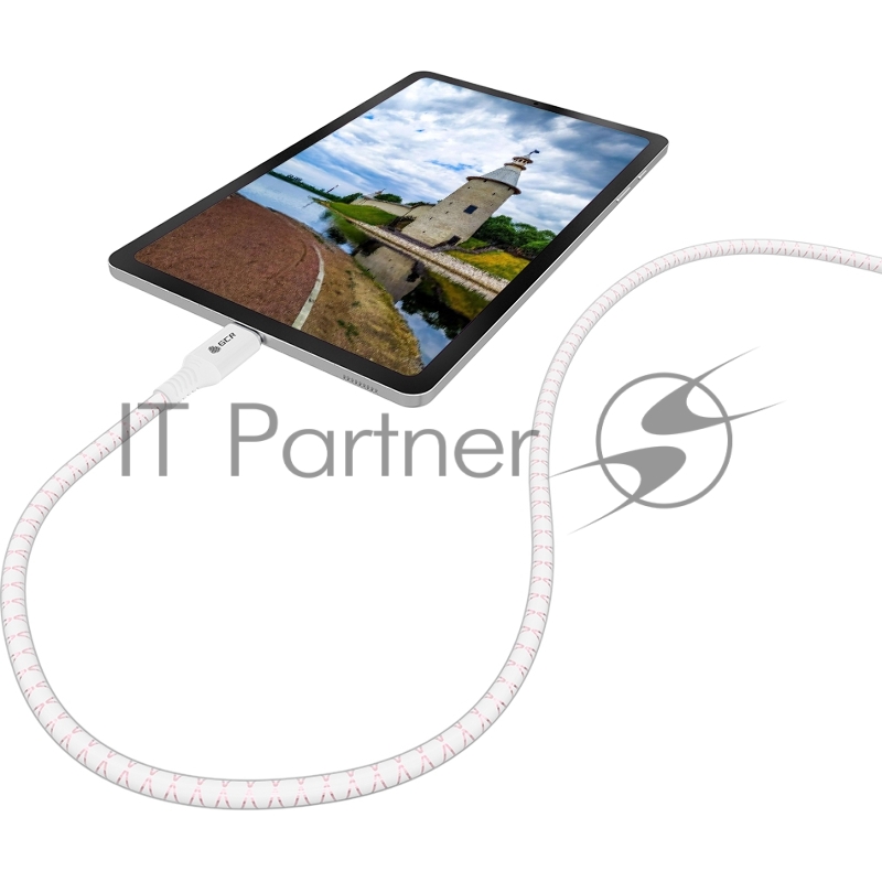 GCR Кабель 1.5m Type C-C POWER DELIVERY 18 W, бело-розовый, AL case белый, белый ПВХ, GCR-54535