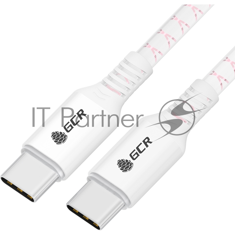GCR Кабель 1.5m Type C-C POWER DELIVERY 18 W, бело-розовый, AL case белый, белый ПВХ, GCR-54535