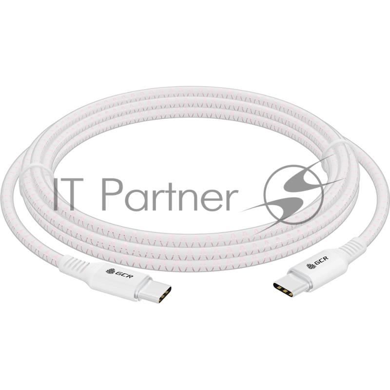GCR Кабель 1.5m Type C-C POWER DELIVERY 18 W, бело-розовый, AL case белый, белый ПВХ, GCR-54535