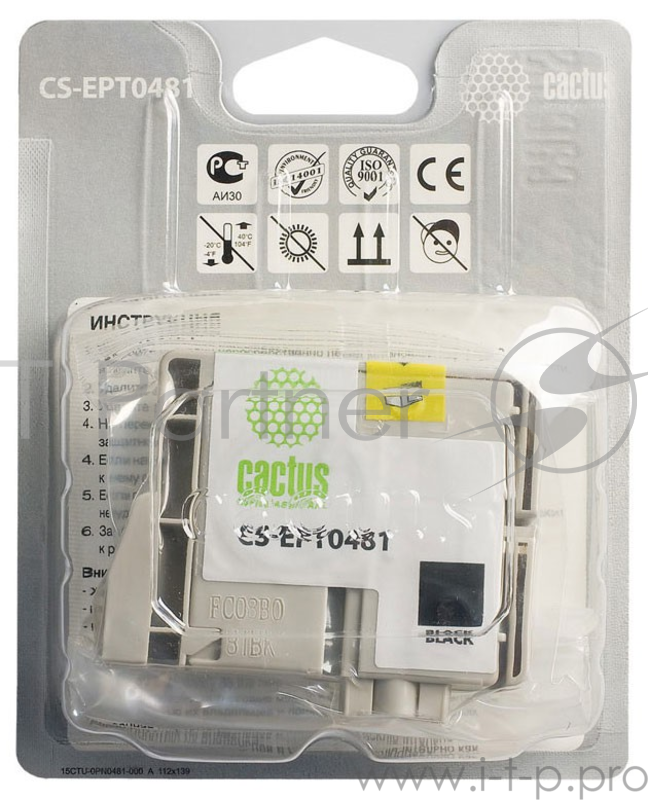 Картридж струйный Cactus CS-EPT0481 черный для Epson Photo R200 R220 R300 R320 (14,4ml)