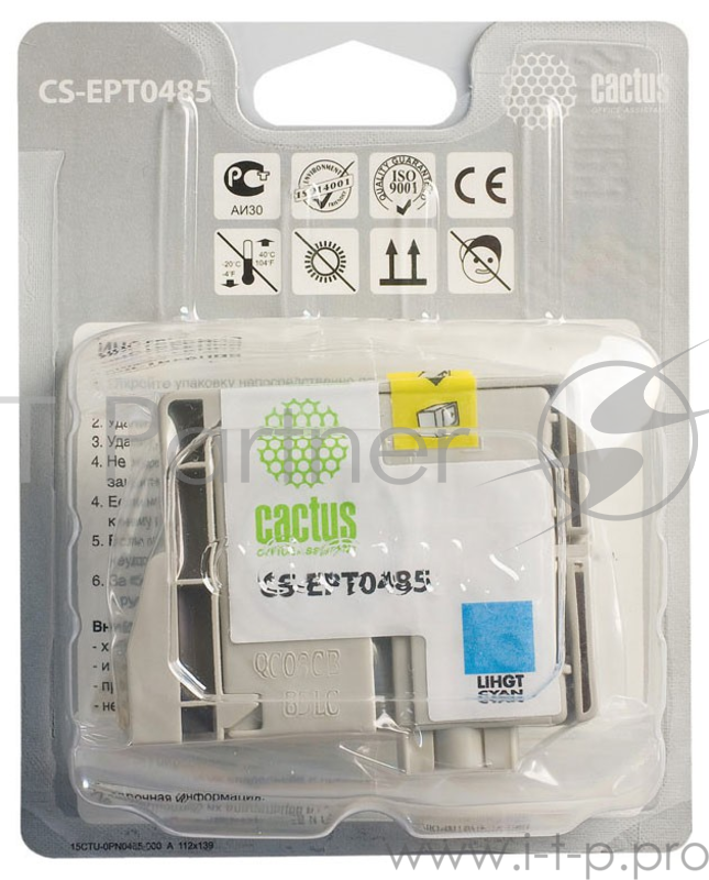 Картридж струйный Cactus CS-EPT0485 светло-голубой для Epson Stylus Photo R200/R220/R300/R320/R340/R