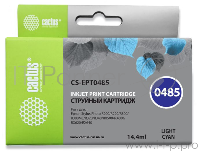 Картридж струйный Cactus CS-EPT0485 светло-голубой для Epson Stylus Photo R200/R220/R300/R320/R340/R