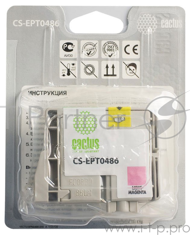 Картридж струйный Cactus CS-EPT0486 светло-пурпурный для Epson Stylus Photo R200/R220/R300/R320/R340