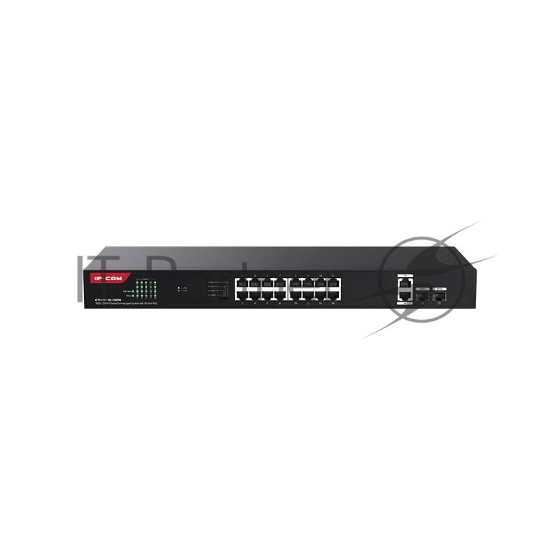 IP-COM G1120P-16-250W Коммутатор неуправляемый PoE, 20 портов, 18x1 Гбит/с, SFP 2x1 Гбит/с, PoE 16х30 Вт (до 230 Вт)
