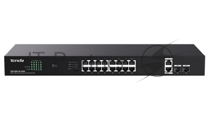 Tenda TEG1120P-16-250W Коммутатор неуправляемый PoE, 18 портов, 18x1 Гбит/с, PoE 16х30 Вт (до 250Вт), SFP 2x1 Гбит/с