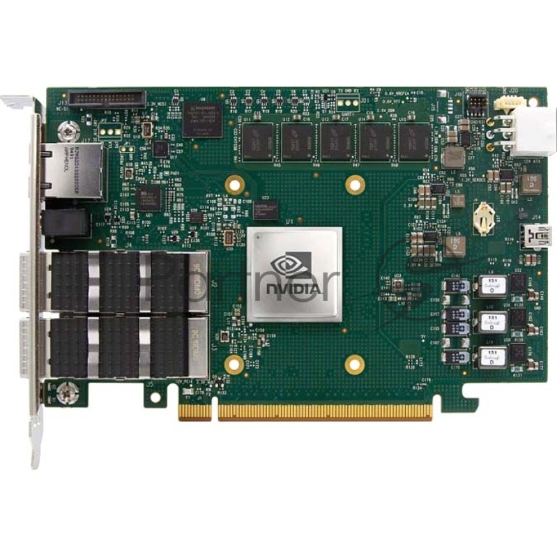 Интеллектуальный сетевой адаптер/ NVIDIA BlueField-2 P-Series DPU 100GbE Dual-Port QSFP56, integrated BMC, PCIe Gen4 x16, Secure Boot Enabled, Crypto Enabled, 16GB on-board DDR, 1GbE OOB management, Tall Bracket, FHHL