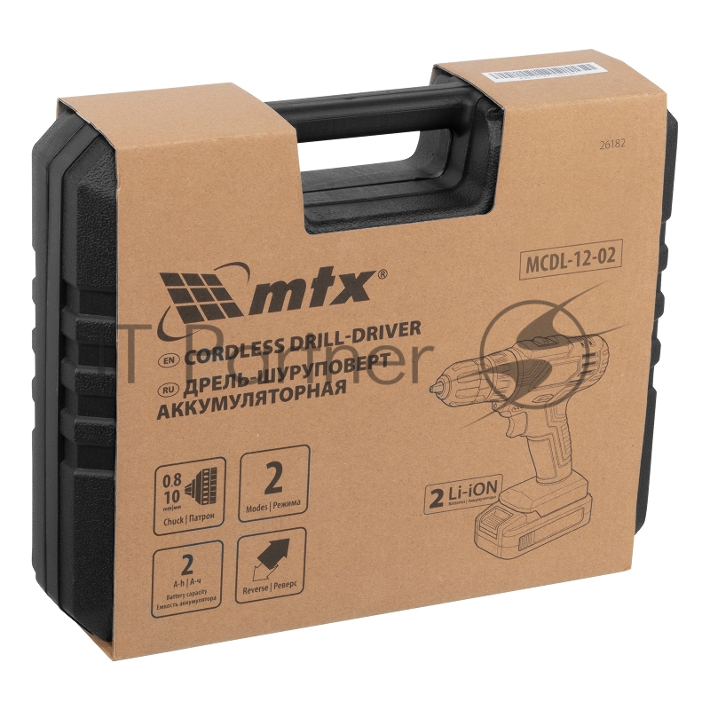 Дрель-шуруповерт аккумуляторная MCDL-12-02, Li-Ion, 12 В, 2 акк. MTX
