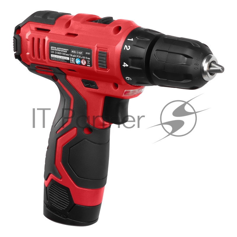 Дрель-шуруповерт аккумуляторная MCDL-12-02P, Li-Ion, 12 В, 2 акк. MTX