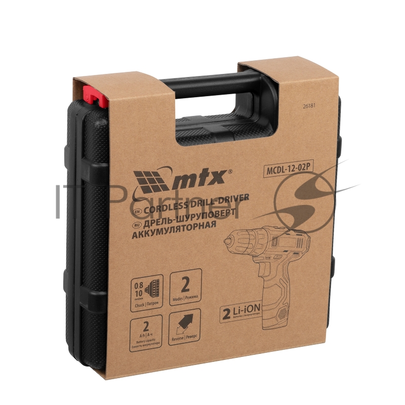 Дрель-шуруповерт аккумуляторная MCDL-12-02P, Li-Ion, 12 В, 2 акк. MTX