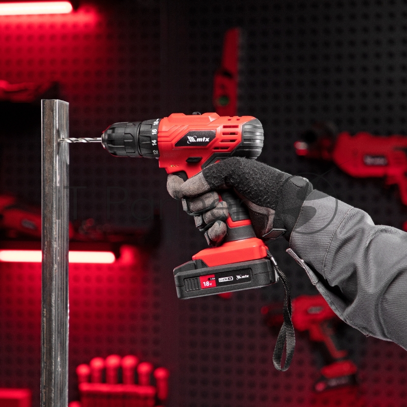Дрель-шуруповерт аккумуляторная MCDL-18-02, Li-Ion, 18 В, 2 акк. MTX