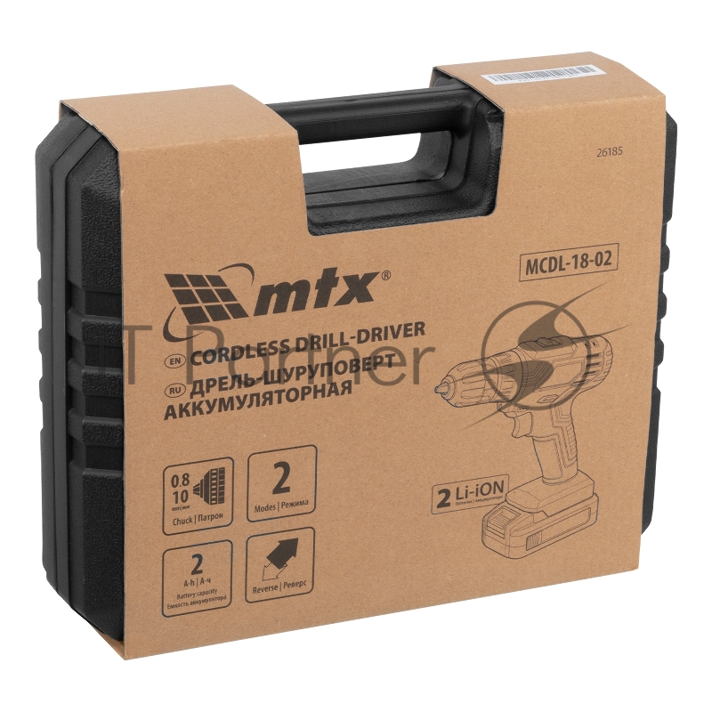 Дрель-шуруповерт аккумуляторная MCDL-18-02, Li-Ion, 18 В, 2 акк. MTX