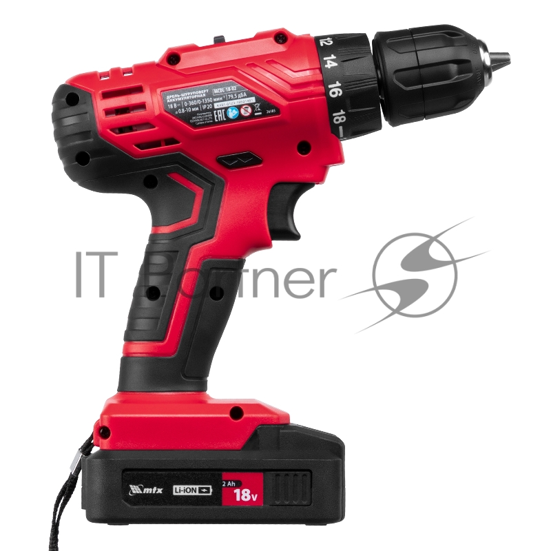 Дрель-шуруповерт аккумуляторная MCDL-18-02, Li-Ion, 18 В, 2 акк. MTX