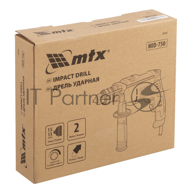 Дрель ударная MID-750, 750 Вт, 0-3000 об/мин, 0-48000 уд/мин MTX