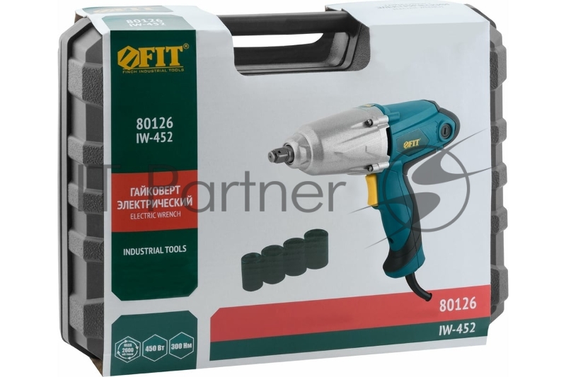 Гайковерт электрический 450 Вт, 2600 об/мин, 5000 уд/мин, 300 Нм, БС щеток, рез. накл., 2,3 кг , коробка