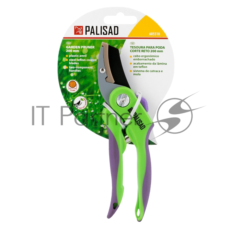 Секатор с наковальней, 200 мм, двухкомпонентные рукоятки Palisad