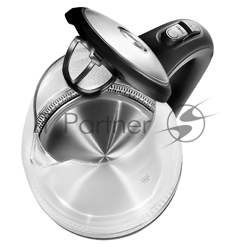 Электрический чайник EVELUX/ Электрический чайник EVELUX, объем 1.5 л, механическое управление, фильтр от накипи, автоотключение, мощность 2200 Вт, светодиодная/звуковая индикация работы, материал: стекло, цвет черный