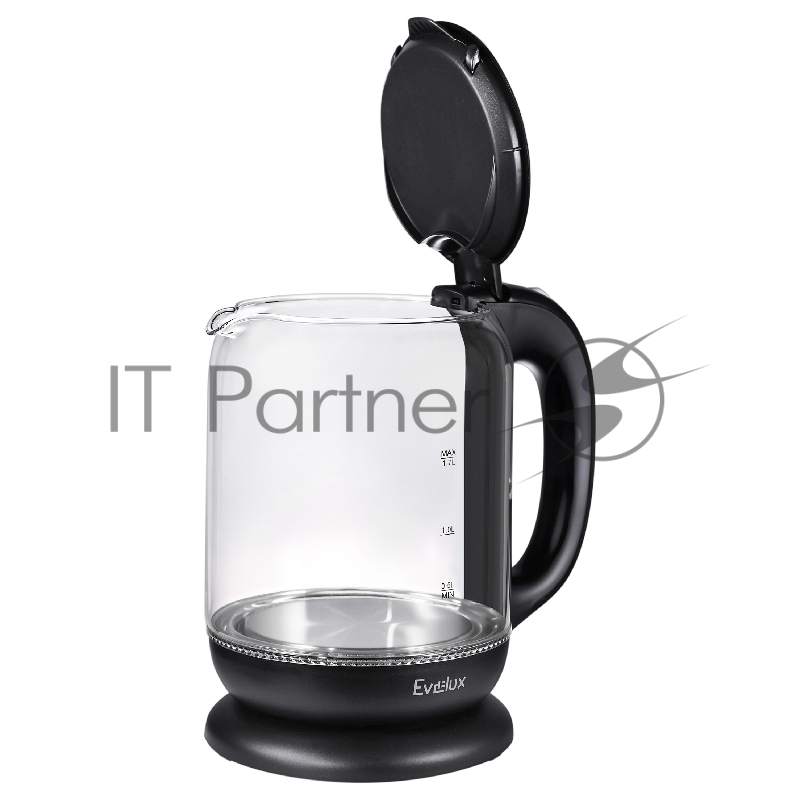 Электрический чайник EVELUX/ Электрический чайник EVELUX, объем 1.7 л, механическое управление, фильтр от накипи, автоотключение, мощность 2200 Вт, светодиодная/звуковая индикация работы, материал: стекло, цвет черный
