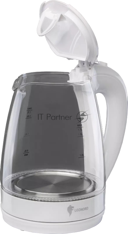 Чайник электрический LEONORD LE-1514 1,7л стекло, пластик, белый