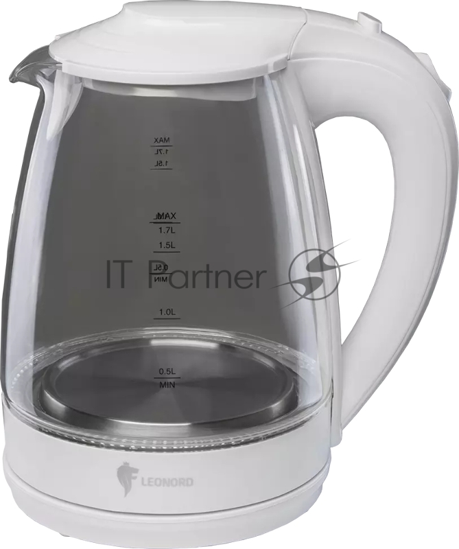 Чайник электрический LEONORD LE-1514 1,7л стекло, пластик, белый