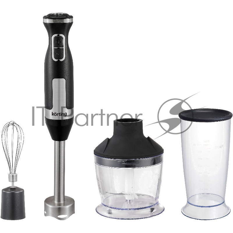 Блендер погружной KORTING/ Блендер погружной KORTING, кнопочное управление, 20 скоростей, 3 насадки, объем чаши 800 мл, турборежим, защита от перегрева/перегрузки, материал корпуса металл/пластик, мощность 1400 Вт, цвет черный