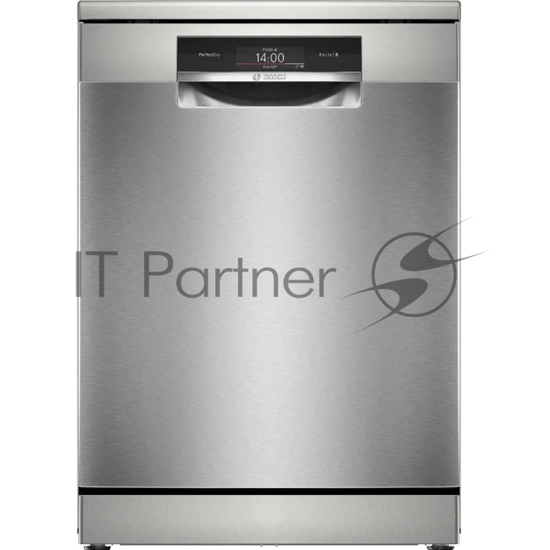 Отдельностоящая посудомоечная машина Bosch, 60 см, 13 комплектов, 8 программ, активная сушка с теплообменником, сенсорное управление, дисплей, отсрочка старта, половинная загрузка, уровень шума 40 дБ, энергоэффективность А++, цвет серебряный