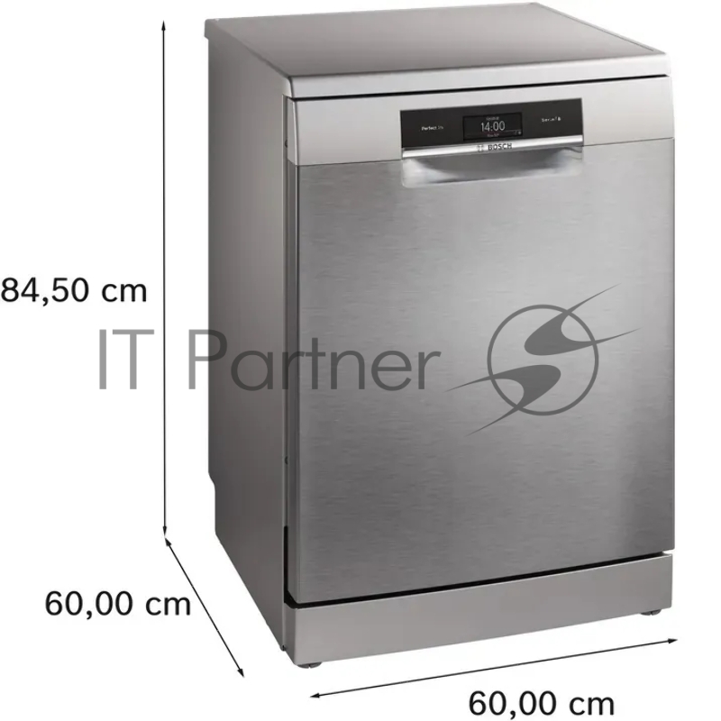 Отдельностоящая посудомоечная машина Bosch, 60 см, 13 комплектов, 8 программ, активная сушка с теплообменником, сенсорное управление, дисплей, отсрочка старта, половинная загрузка, уровень шума 40 дБ, энергоэффективность А++, цвет серебряный