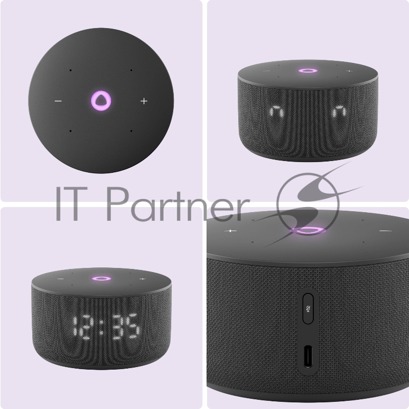 Умная колонка Yandex Станция Мини 3 Алиса черный 12W 1.0 BT/Wi-Fi (YNDX-00027BLK)