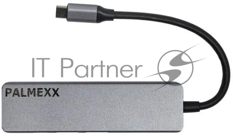 Разветвитель Palmexx USB-C 2порт. серый (PX/HUB-004)