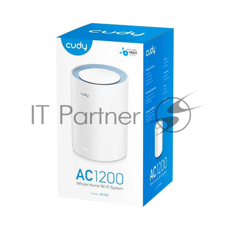 Бесшовный Mesh роутер Cudy M1200(1-Pack) AC1200 10/100BASE-TX белый