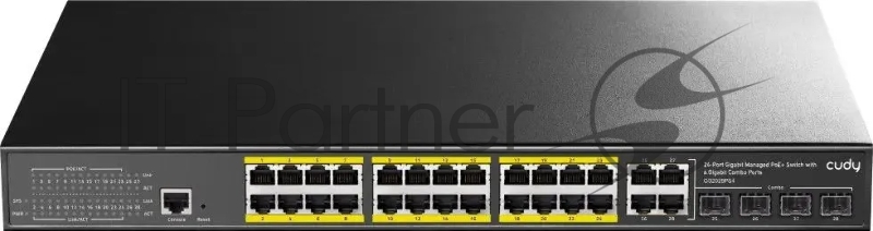 Коммутатор Cudy GS2028PS4-300W (L2) 28x1Гбит/с 4SFP 24PoE+ 300W управляемый