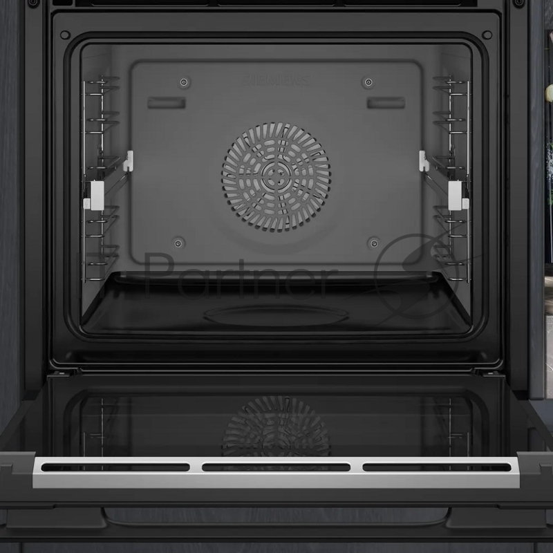 Встраиваемый духовой шкаф SIEMENS HB734G1B1 Электрический с конвекцией, объем 71 л, 13 режимов, очистка каталитическая + паровая, направляющие проволочные