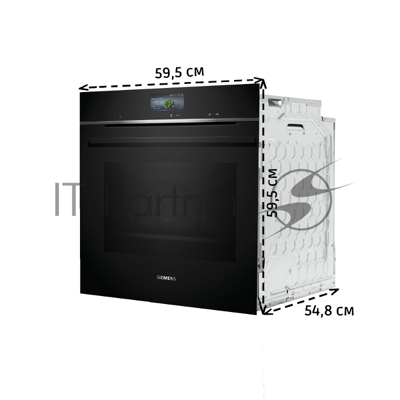Встраиваемый духовой шкаф SIEMENS HB734G1B1 Электрический с конвекцией, объем 71 л, 13 режимов, очистка каталитическая + паровая, направляющие проволочные