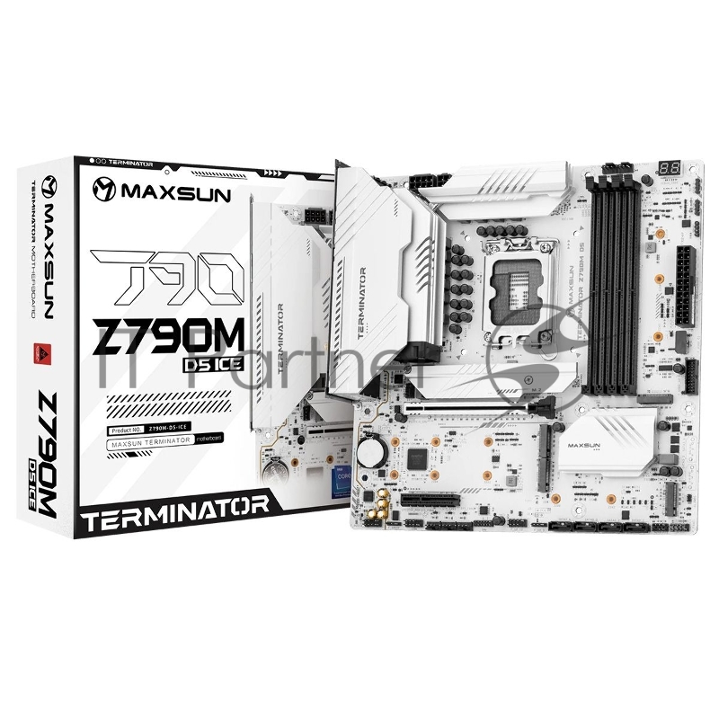 Материнская плата Maxsun MS-Terminator Z790M D5 ICE Z790, LGA1700, 4xDDR5, 1xPCIEx16, 1xPCIEx4, 5xM.2, 1xTypeC(20Gpbs), 2xUSB3.2Gen1, 3xUSB2.0, 1xTypeC, 4xUSB3.2Gen1, 4xUSB2.0, 5xNVMe, 4xSATA3, 2.5G, HDMI+DP, M-ATX