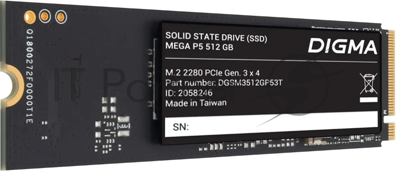 Накопитель SSD Digma PCIe 3.0 x4 512GB DGSM3512GP53T Mega P5 M.2 2280