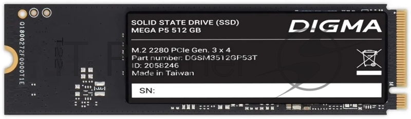 Накопитель SSD Digma PCIe 3.0 x4 512GB DGSM3512GP53T Mega P5 M.2 2280