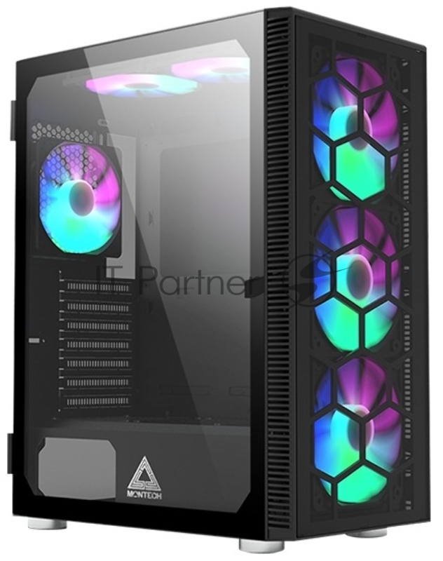 Корпус Montech X3 GLASS, без БП, ATX 6x120mm 2xUSB3.0 1xUSB3.1 audio bott PSU, черный