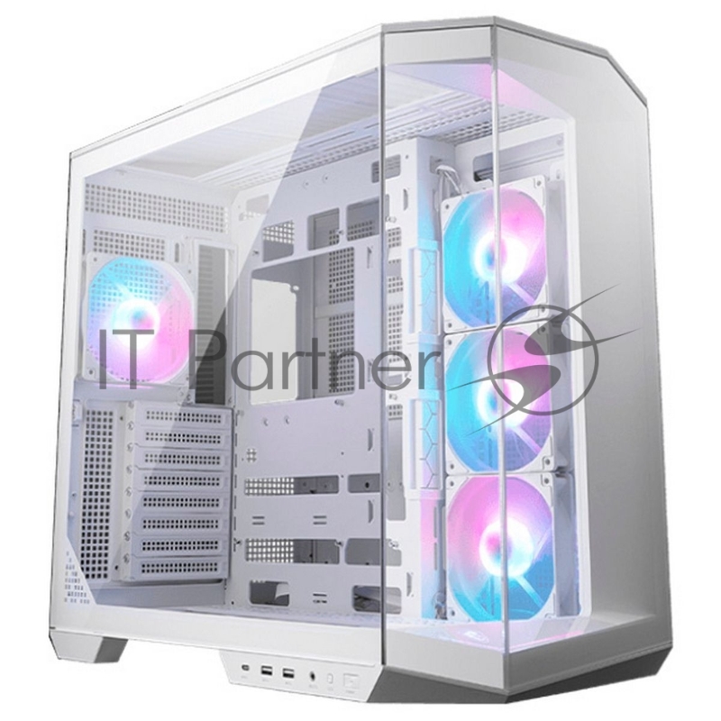 Корпус MSI MAG Pano 100R PZ WHITE , Mid Tower, ATX, 2xUSB 3.2 Gen 1, 1xUSB 3.2 Gen2 Type-C, 3x120mm ARGB Reverse Blade Fan, 1x120mm ARGB Fan, ARGB+PWM Control Board,Tempered Glass Window, Brown Box
