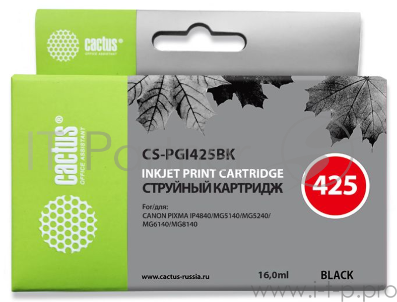 Картридж струйный Cactus CS-PGI425BK черный для Canon Pixma iP4840 MG5140/5240/6140 (16ml)